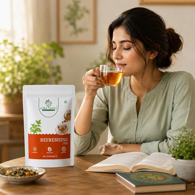 Aura Tisana Refreshing Tea | Herbal Tea Bags | 25 Bags